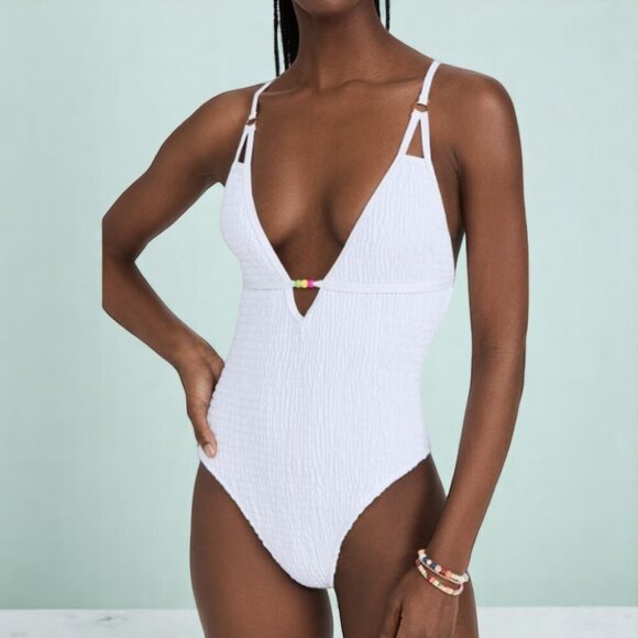 NWT Charlie Holiday Jodie Shirred One Piece Swimwear Swimsuit - Picture 4 of 7